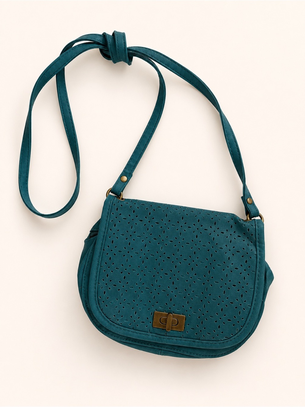 4/$20 / Roxy Teal Perforated Crossbody Bag / Roxy Festival Bag in Teal Green